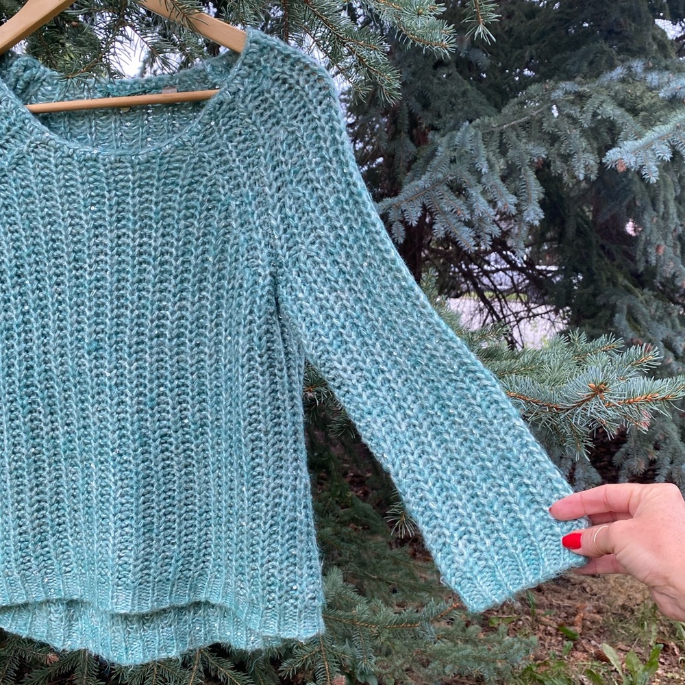 Anthropologie Seafoam Knit Sparkle Sweater - Picture 9 of 16